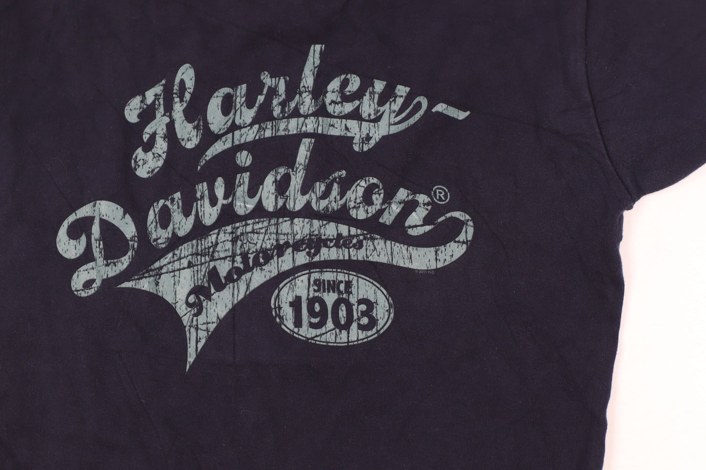Harley-Davidson Womens Blue Cotton T-Shirt Size S Biker Graphic Top