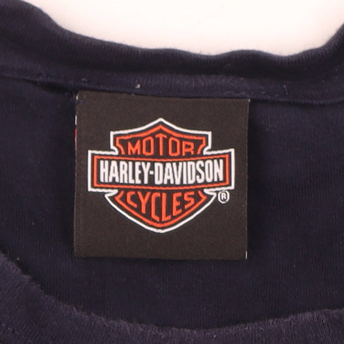 Harley-Davidson Womens Blue Cotton T-Shirt Size S Biker Graphic Top