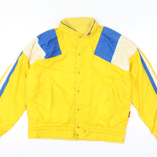 Sportman Men's Yellow Retro Bomber Jacket Size 50 Full Zip Stand-Up Collar