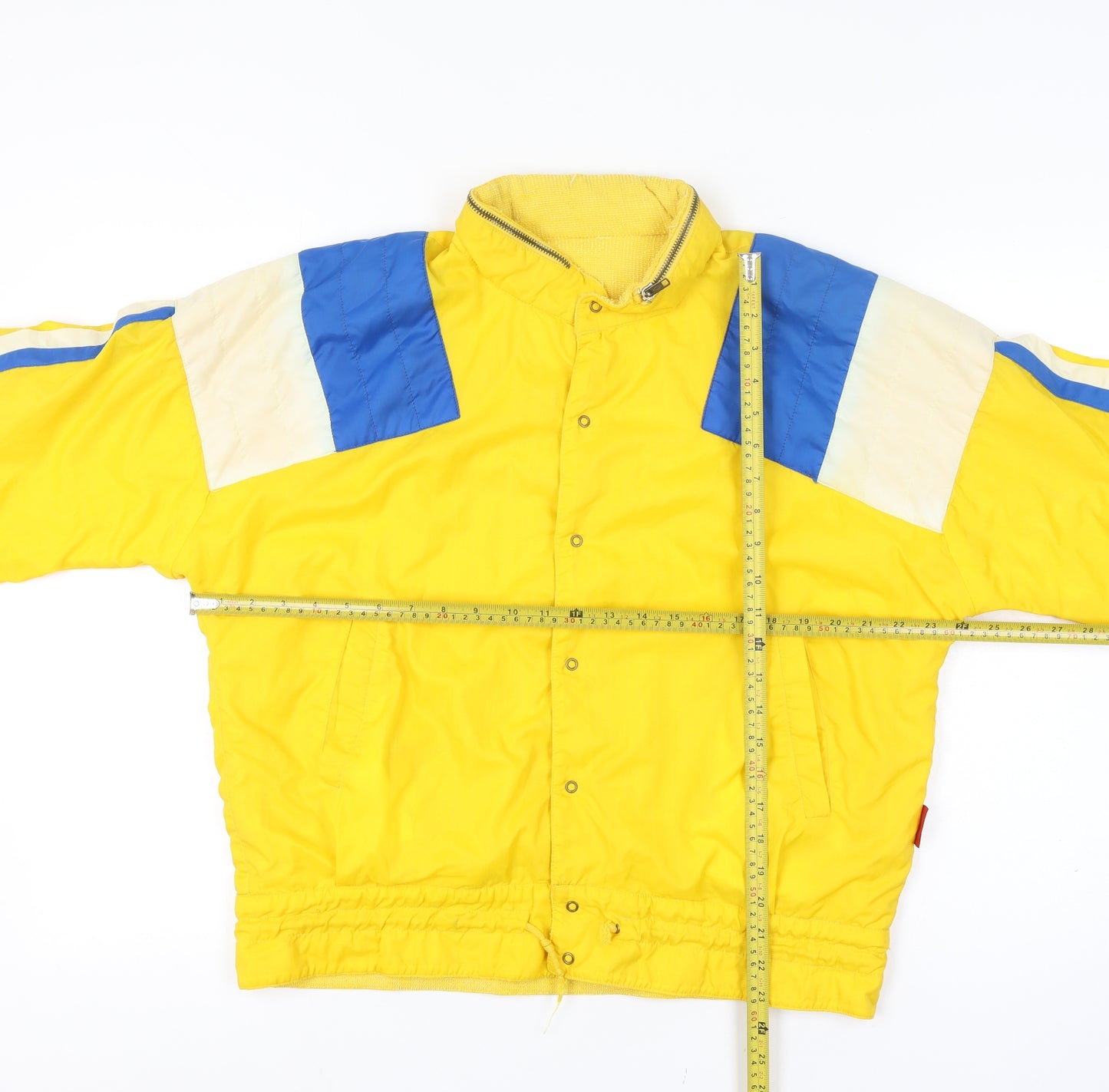 Sportman Men's Yellow Retro Bomber Jacket Size 50 Full Zip Stand-Up Collar