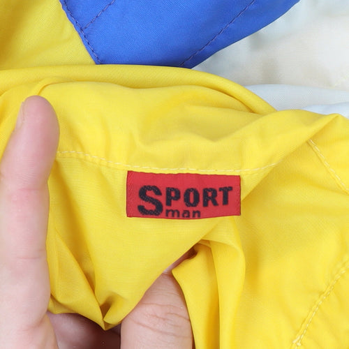 Sportman Men's Yellow Retro Bomber Jacket Size 50 Full Zip Stand-Up Collar