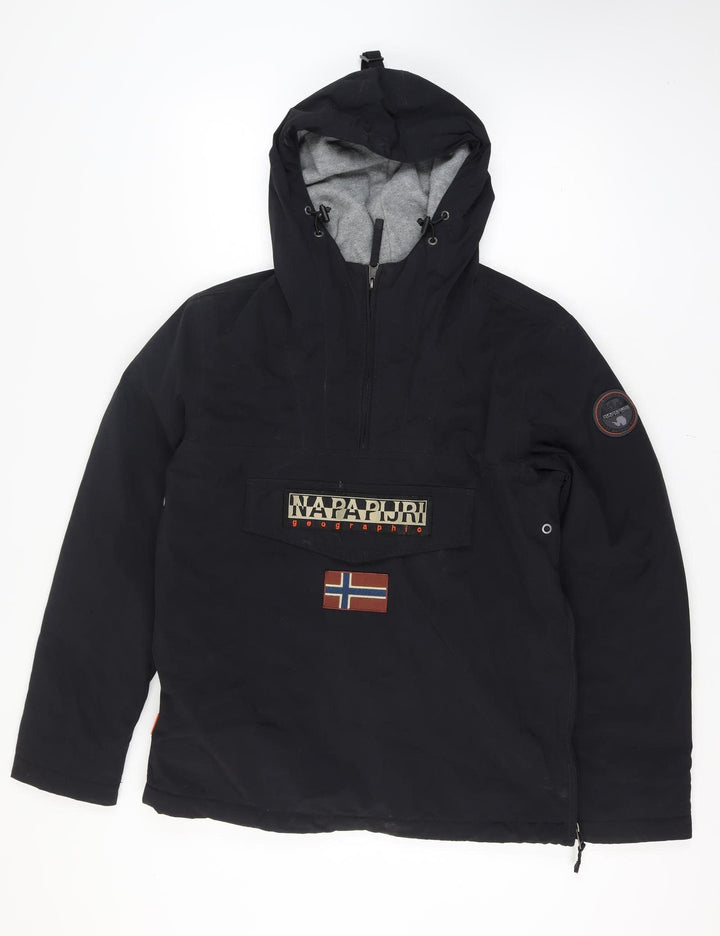 Napapijri Men's Black Anorak Hooded Waterproof Jacket L