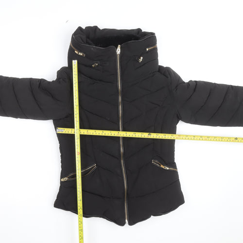 Zara Women Black Short Quilted Puffer Jacket Size S