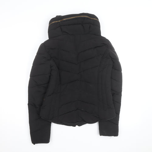 Zara Women Black Short Quilted Puffer Jacket Size S