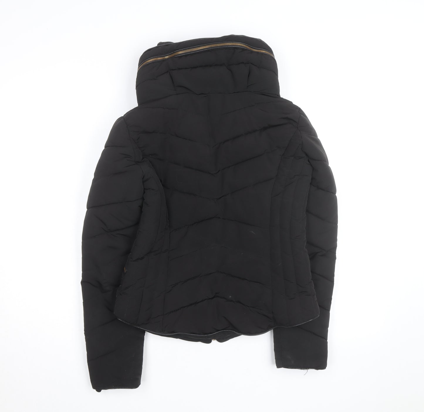 Zara Women Black Short Quilted Puffer Jacket Size S