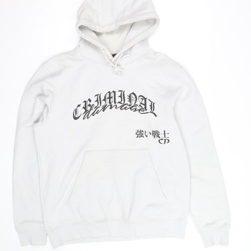 Criminal Damage Men’s White Dragon Print Pullover Hoodie Size M