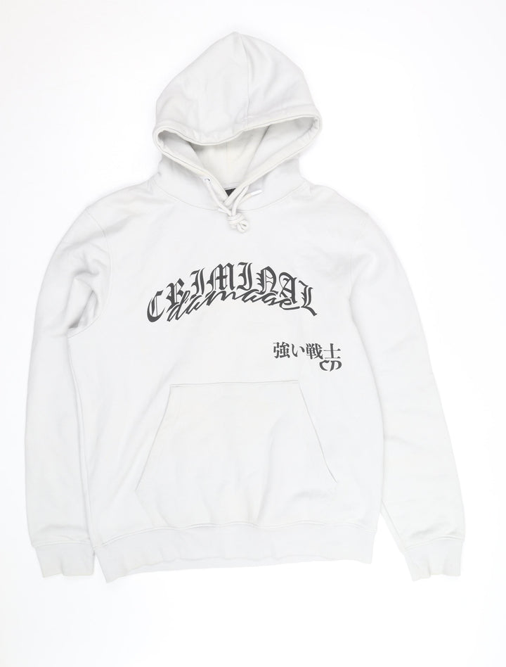 Criminal Damage Men’s White Dragon Print Pullover Hoodie Size M