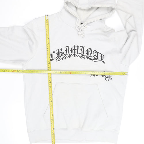 Criminal Damage Men’s White Dragon Print Pullover Hoodie Size M