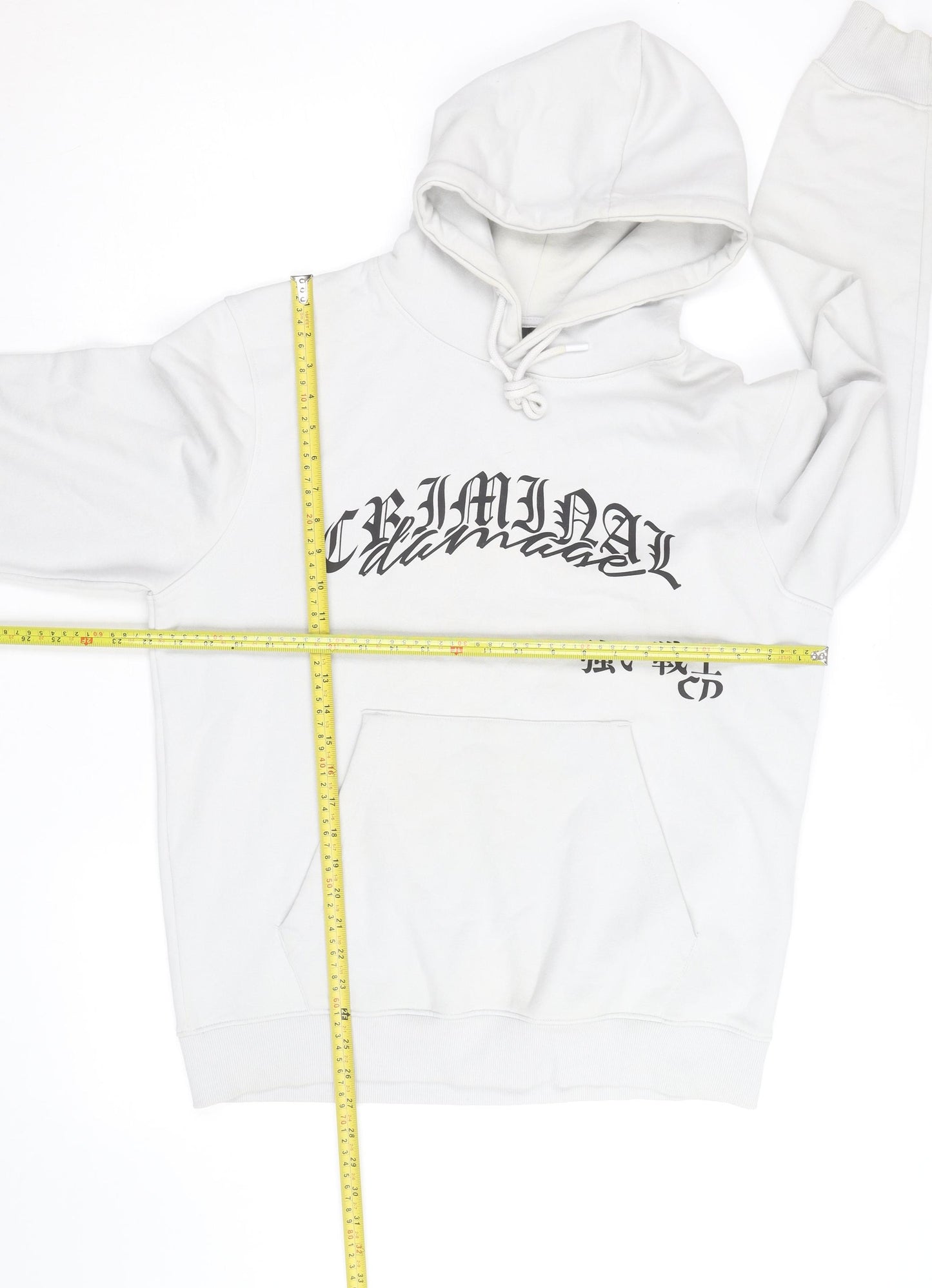 Criminal Damage Men’s White Dragon Print Pullover Hoodie Size M