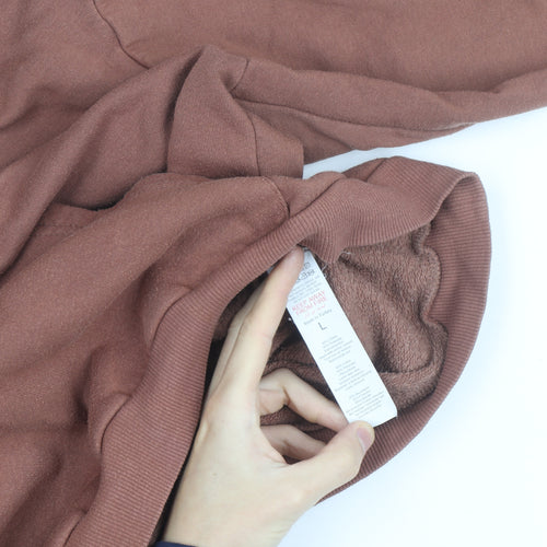 Boohoo Men Brown OFFICIAL Logo Pullover Hoodie Size L Relaxed Fit