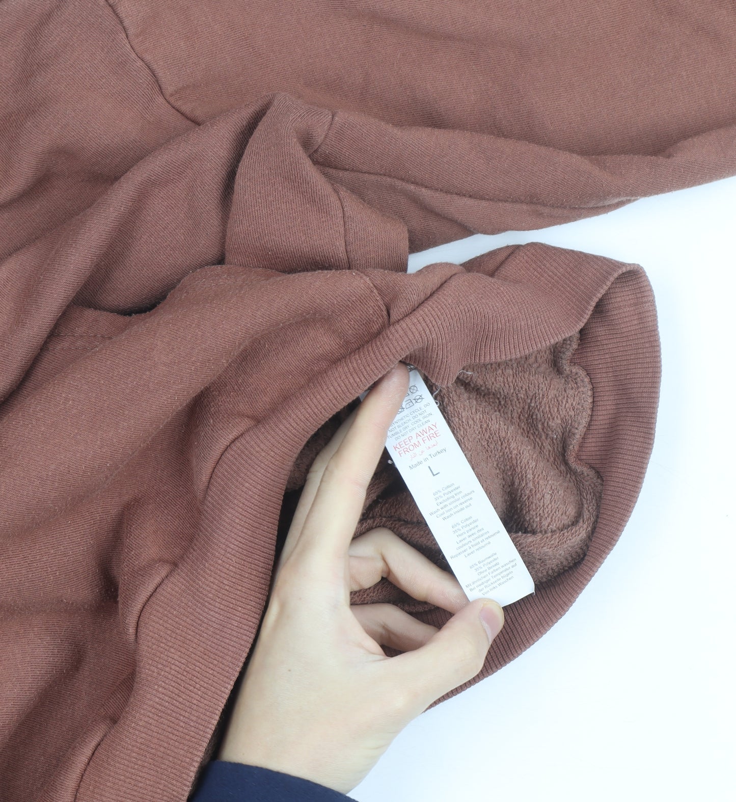 Boohoo Men Brown OFFICIAL Logo Pullover Hoodie Size L Relaxed Fit
