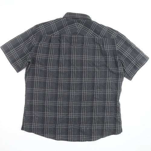 Marks and Spencer Blue Harbour Men's Black Check Short Sleeve Shirt L