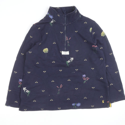 Joules Women Navy Floral Bee 1/4 Zip Sweatshirt UK 12