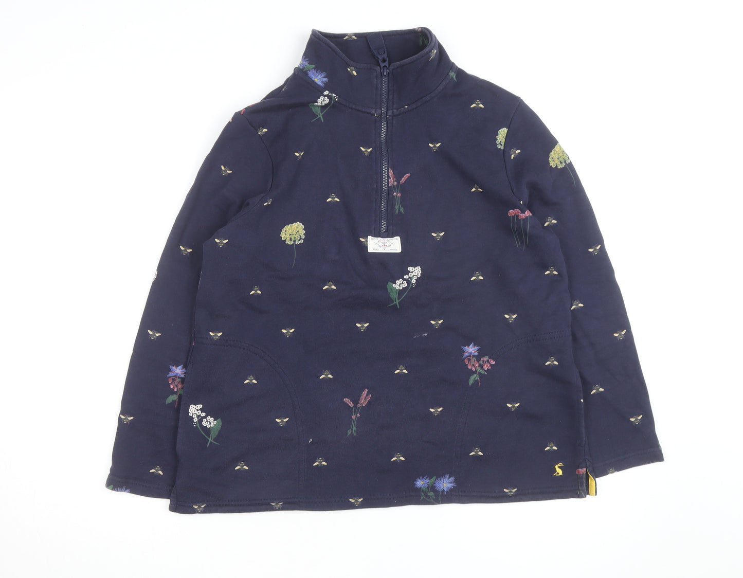 Joules Women Navy Floral Bee 1/4 Zip Sweatshirt UK 12