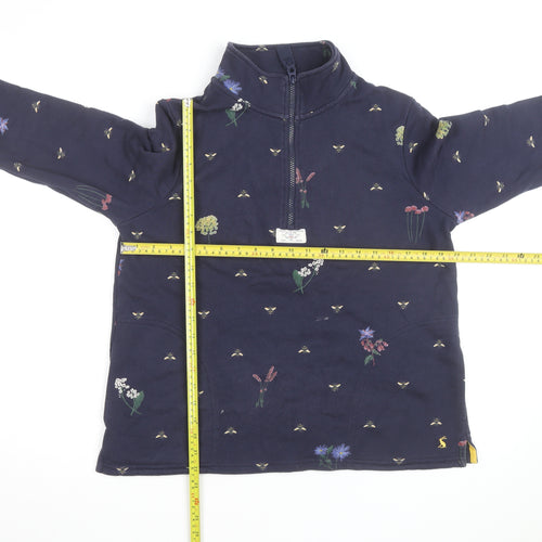 Joules Women Navy Floral Bee 1/4 Zip Sweatshirt UK 12