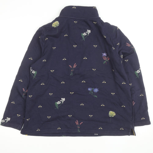 Joules Women Navy Floral Bee 1/4 Zip Sweatshirt UK 12