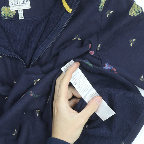 Joules Women Navy Floral Bee 1/4 Zip Sweatshirt UK 12