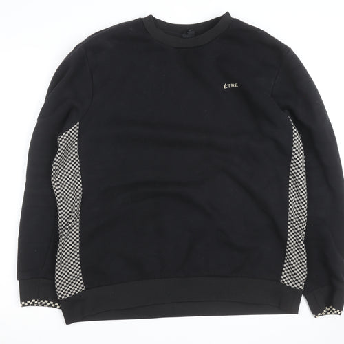 River Island Men's Black Check Panel Sweatshirt XL Pullover
