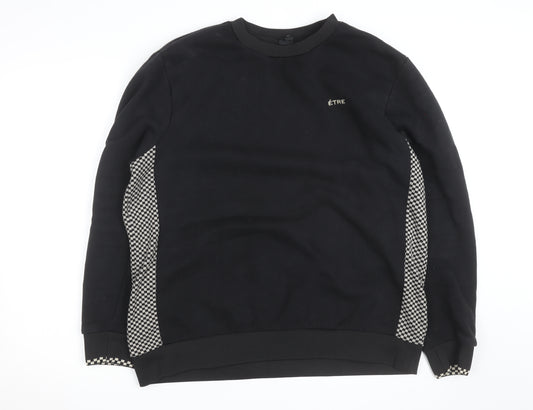 River Island Men's Black Check Panel Sweatshirt XL Pullover