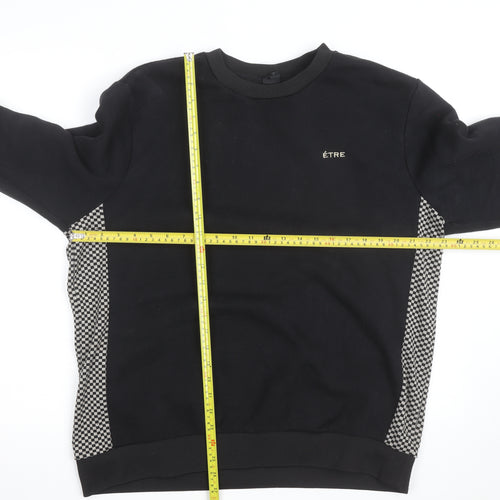 River Island Men's Black Check Panel Sweatshirt XL Pullover