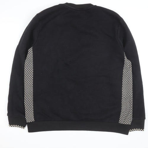 River Island Men's Black Check Panel Sweatshirt XL Pullover