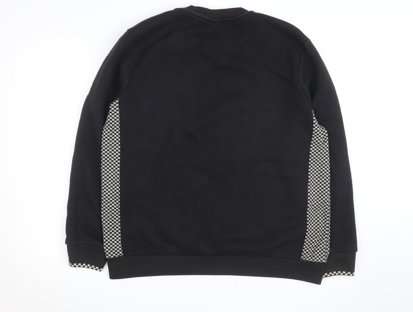 River Island Men's Black Check Panel Sweatshirt XL Pullover