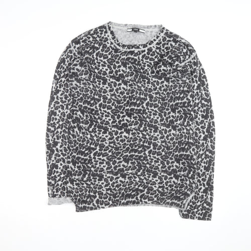 Next Women Grey Leopard Print Long Sleeve Pullover Jumper Size 10