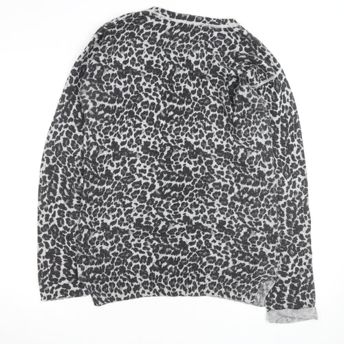 Next Women Grey Leopard Print Long Sleeve Pullover Jumper Size 10