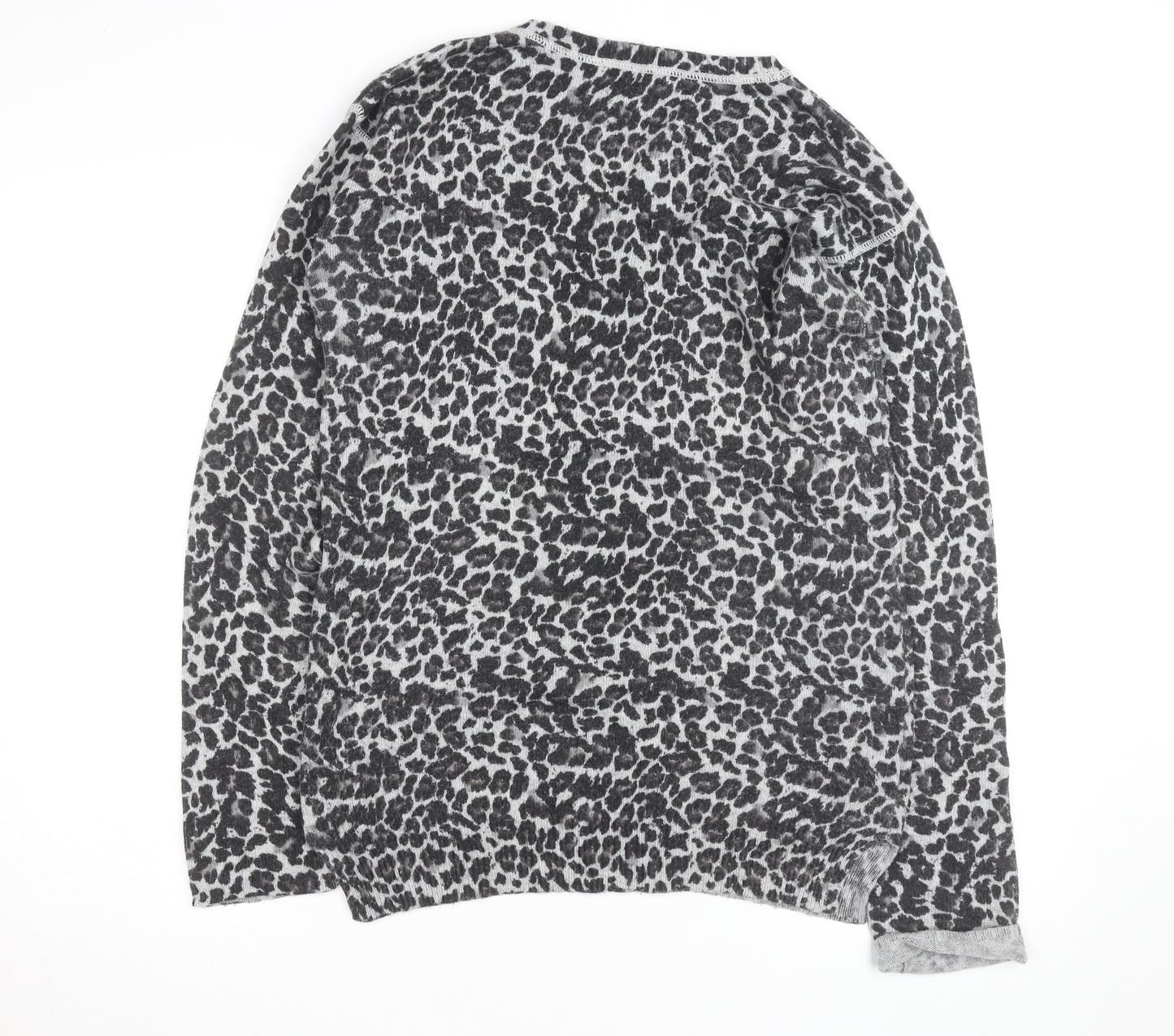 Next Women Grey Leopard Print Long Sleeve Pullover Jumper Size 10