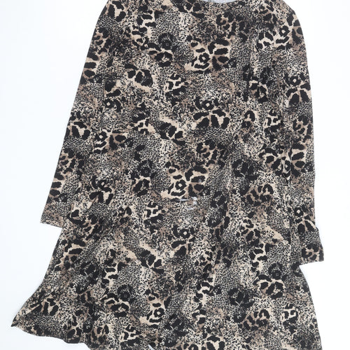 New Look Women Beige Leopard Print A-Line Dress Size 14