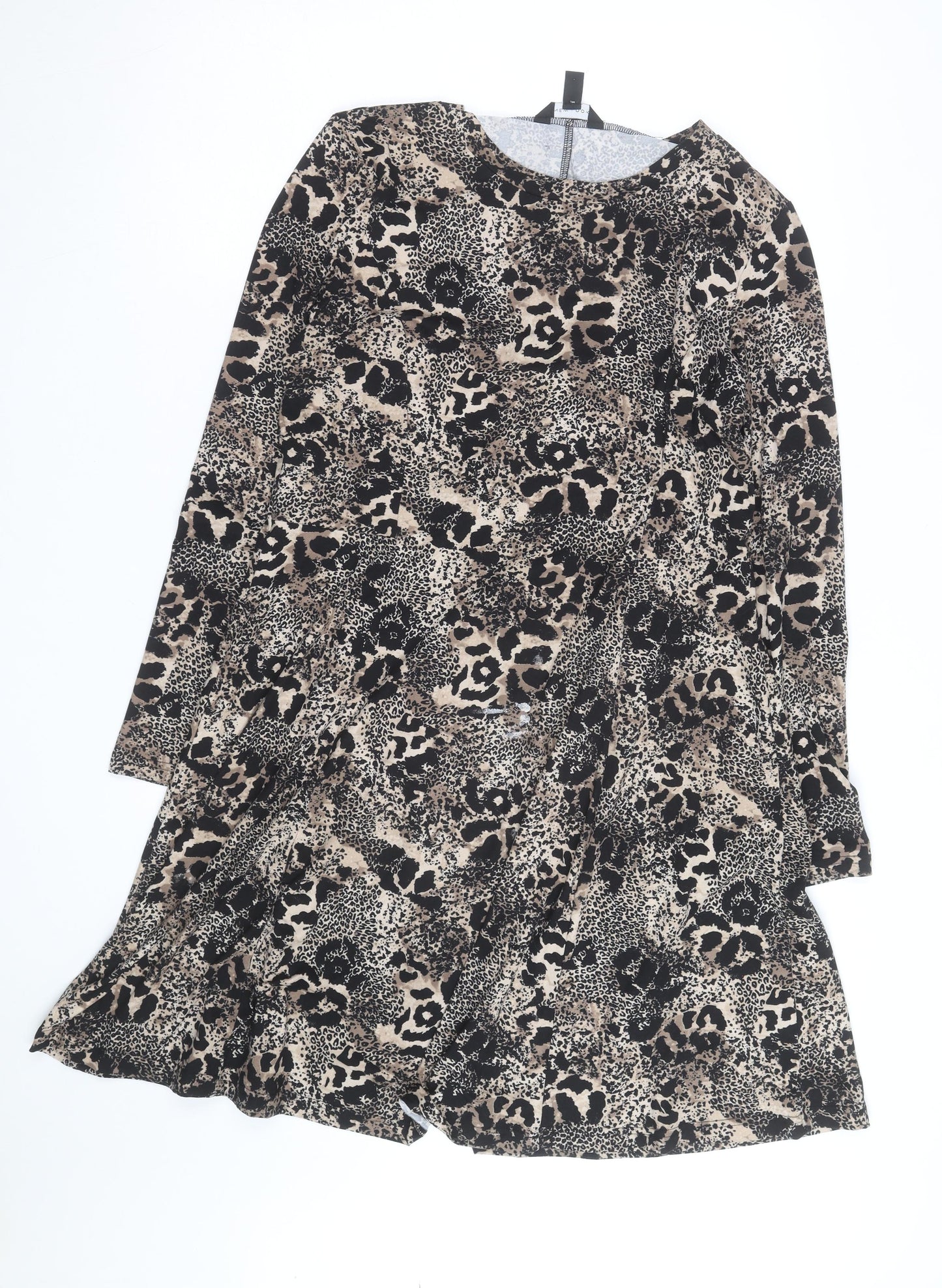 New Look Women Beige Leopard Print A-Line Dress Size 14