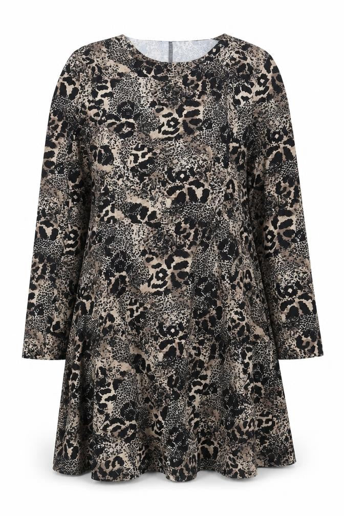New Look Women Beige Leopard Print A-Line Dress Size 14
