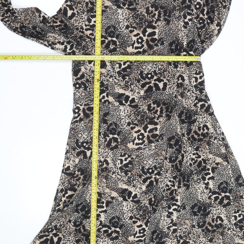 New Look Women Beige Leopard Print A-Line Dress Size 14