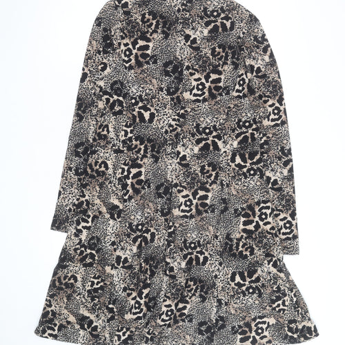New Look Women Beige Leopard Print A-Line Dress Size 14
