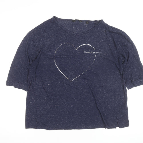 Next Women's Blue Heart Print Beaded T-Shirt Size 10