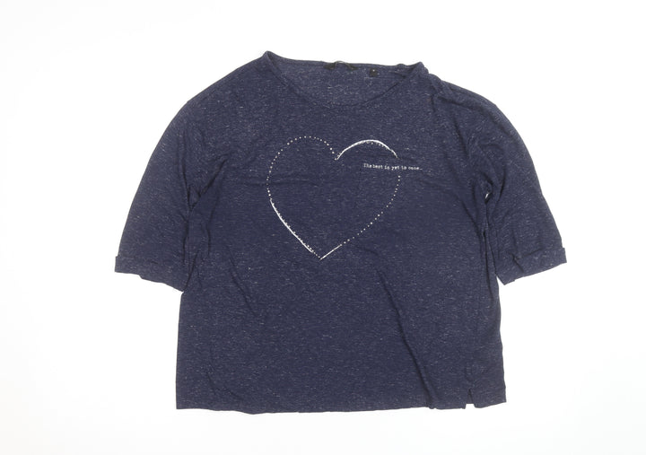 Next Women's Blue Heart Print Beaded T-Shirt Size 10