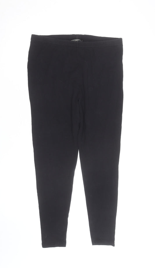 Lipsy Women’s Black Jersey Leggings Size 16 Cotton Stretch