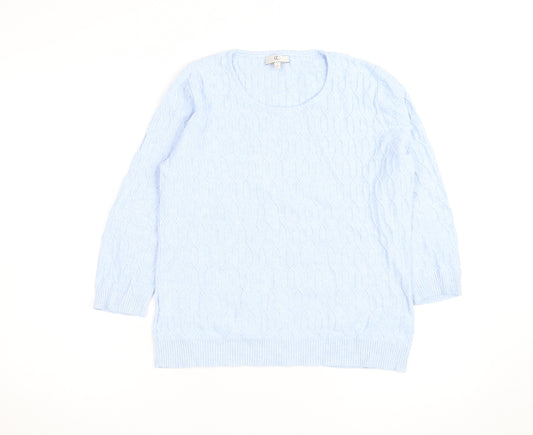 CC Men's Blue Cable-Knit Cotton Pullover Jumper Size M