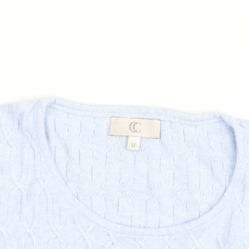 CC Men's Blue Cable-Knit Cotton Pullover Jumper Size M