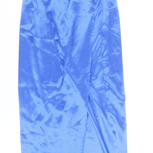 UNIQUE21 Women's Blue Size 8 Long Satin Slip Dress