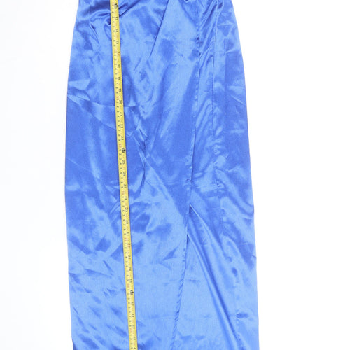 UNIQUE21 Women's Blue Size 8 Long Satin Slip Dress
