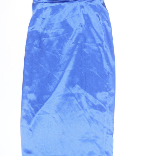 UNIQUE21 Women's Blue Size 8 Long Satin Slip Dress