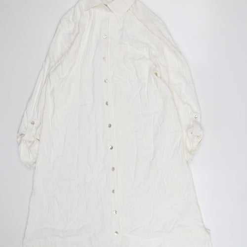 Apricot Women's Ivory Button-Up Long Sleeve Basic Shirt Size 8
