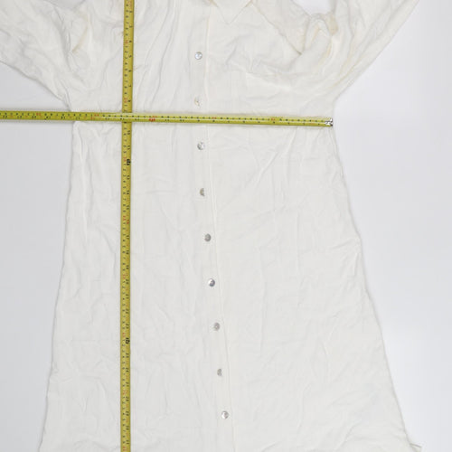 Apricot Women's Ivory Button-Up Long Sleeve Basic Shirt Size 8
