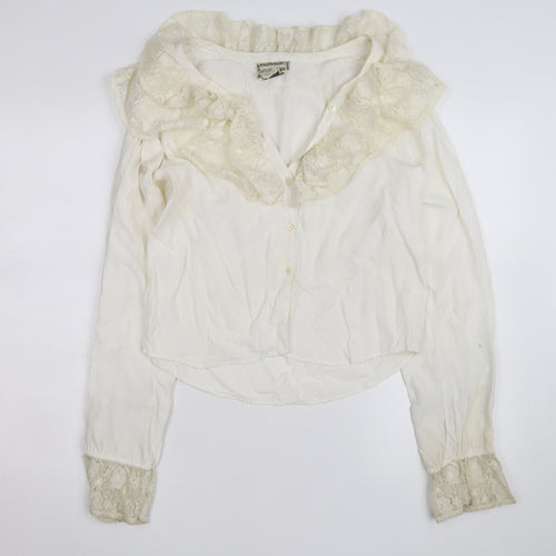 April Cornell Women’s Ivory Lace Ruffle Tunic Blouse Size M