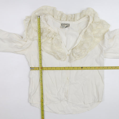 April Cornell Women’s Ivory Lace Ruffle Tunic Blouse Size M