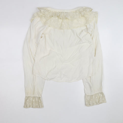 April Cornell Women’s Ivory Lace Ruffle Tunic Blouse Size M