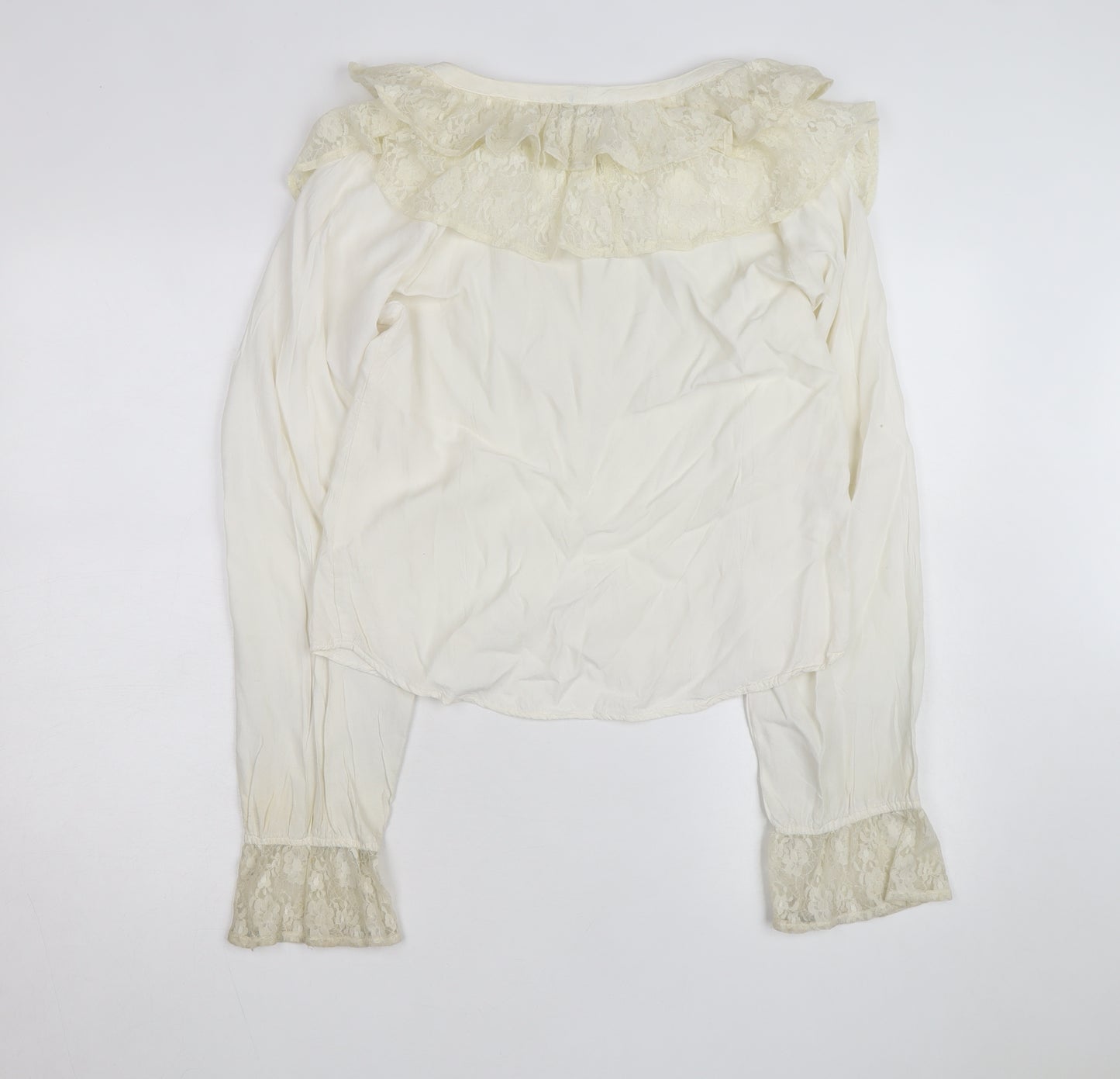 April Cornell Women’s Ivory Lace Ruffle Tunic Blouse Size M