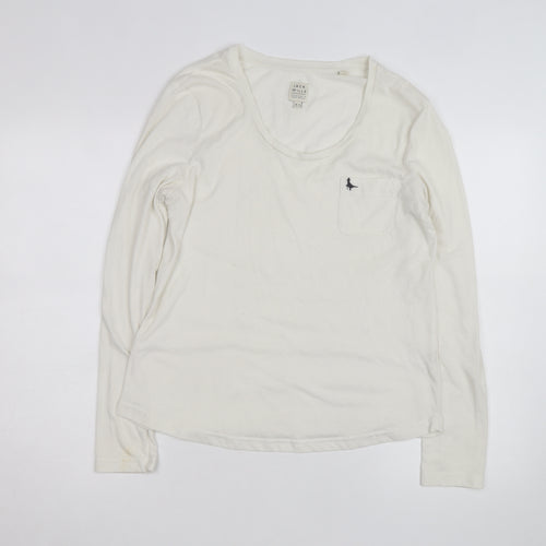 Jack Wills Womens White Long Sleeve Basic Cotton T-Shirt Size 12