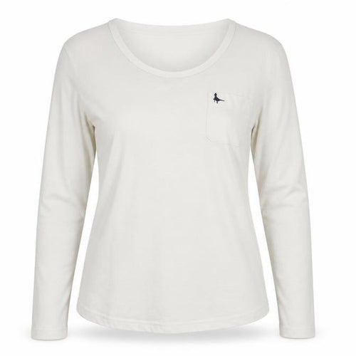 Jack Wills Womens White Long Sleeve Basic Cotton T-Shirt Size 12